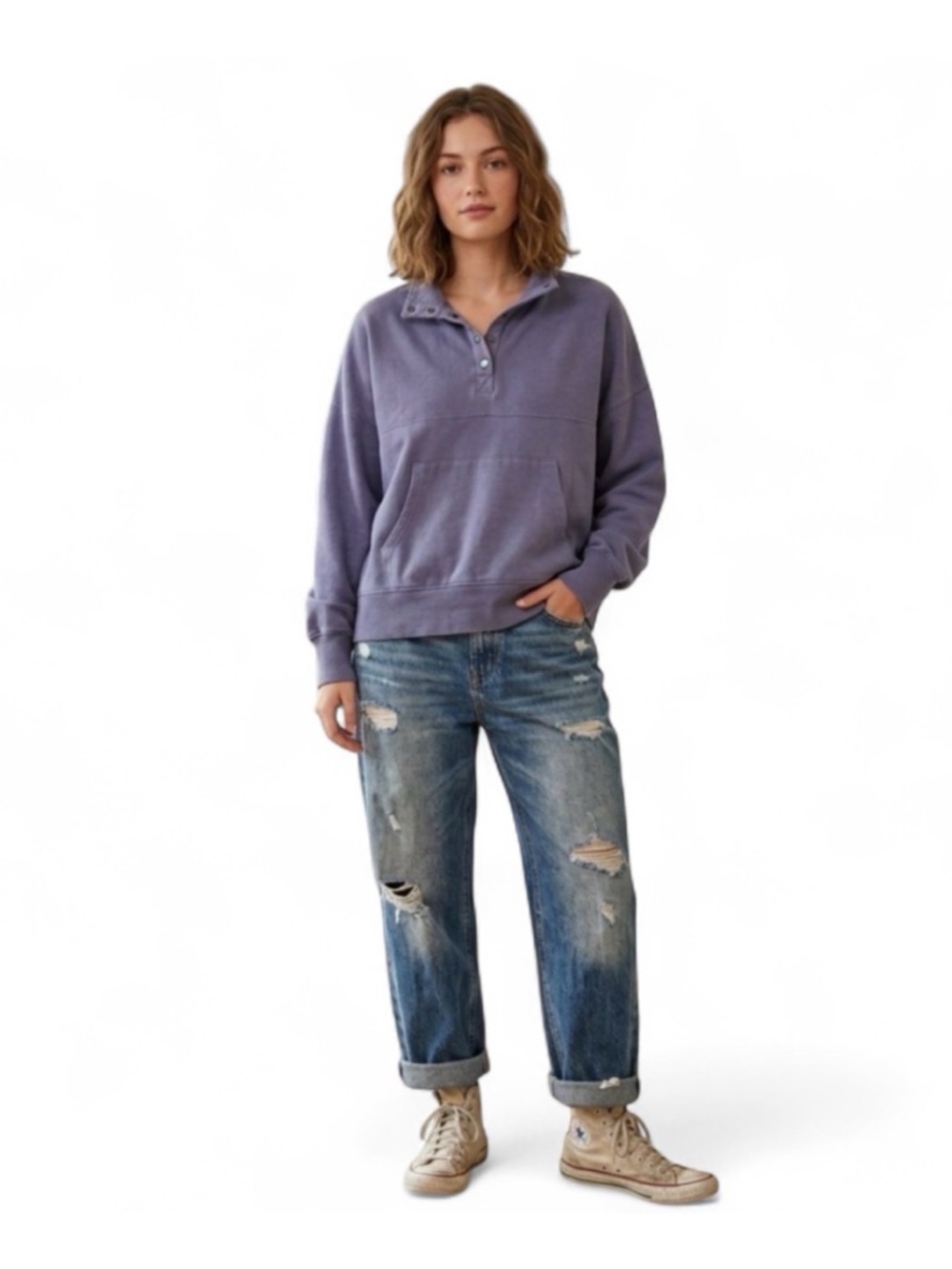 SO Purple Pullover Boyfriend Sweater
